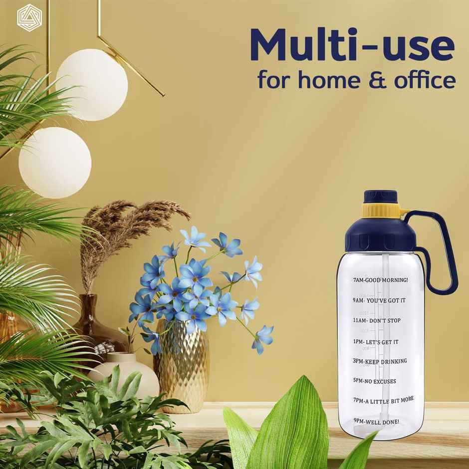 Boldfit 2L Gym Gallon Bottle with Motivational Time Markers | Transparent